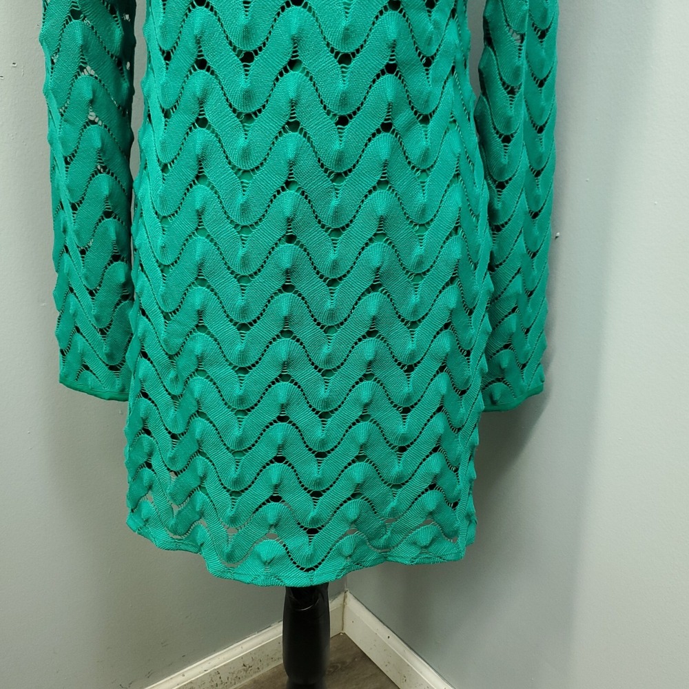 Free People Shift Dress Womens M Green Lace Overlay Lined Cutout Back Pullover - Picture 4 of 10